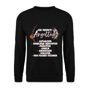 Angeln Angler - Unisex Pullover - Schwarz - Vorne - Alina (178cm) & Michal (187cm)