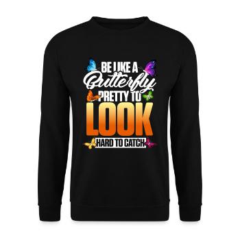 Butterfly Meme Design for Butterfly Love - Unisex Sweatshirt - black - Front - Alina (178cm) & Michal (187cm)