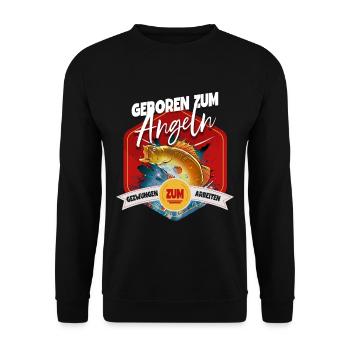 Angeln Angler - Unisex Pullover - Schwarz - Vorne - Alina (178cm) & Michal (187cm)