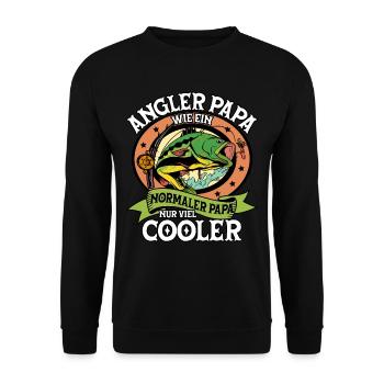 Angeln Angler Papa - Unisex Pullover - Schwarz - Vorne - Alina (178cm) & Michal (187cm)