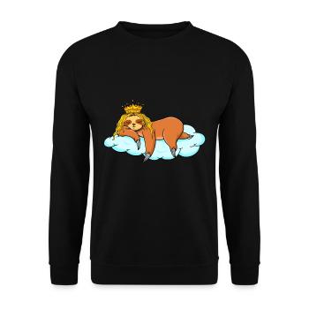 Paresseux endormi avec couronne - Sweat-shirt Unisexe - noir - Devant - Alina (178cm) & Michal (187cm)