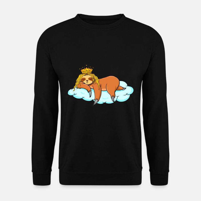 Schlafendes Faultier mit Krone - Unisex Pullover - Schwarz