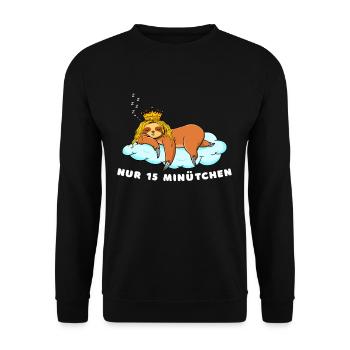 Faultier mit Krone Design für Faulenzer - Unisex Pullover - Schwarz - Vorne - Alina (178cm) & Michal (187cm)
