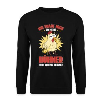 Huhn Hühner - Unisex Pullover - Schwarz - Vorne - Alina (178cm) & Michal (187cm)