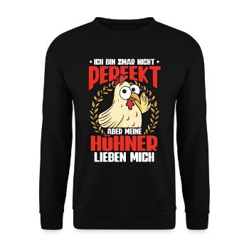 Huhn Hühner - Unisex Pullover - Schwarz - Vorne - Alina (178cm) & Michal (187cm)