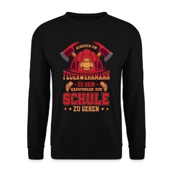 Feuerwehr Feuerwehrmann - Unisex Pullover - Schwarz - Vorne - Alina (178cm) & Michal (187cm)