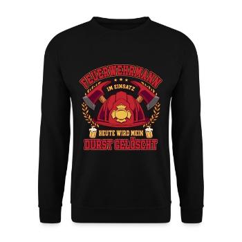 Feuerwehrmann Im Einsatz Feuerwehr - Unisex Pullover - Schwarz - Vorne - Alina (178cm) & Michal (187cm)