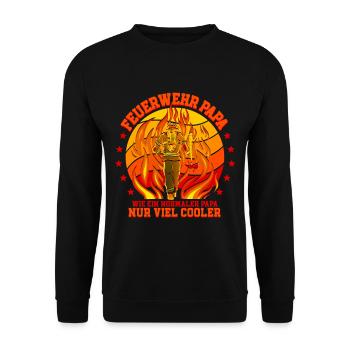 Feuerwehr Papa Feuerwehrmann - Unisex Pullover - Schwarz - Vorne - Alina (178cm) & Michal (187cm)