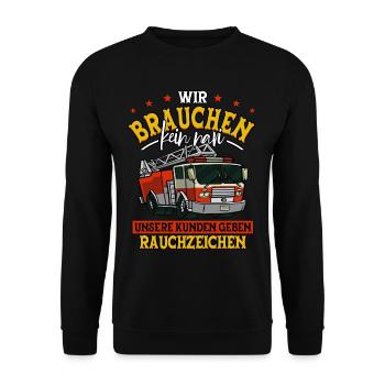 Feuerwehr Feuerwehrmann - Unisex Pullover - Schwarz - Vorne - Alina (178cm) & Michal (187cm)