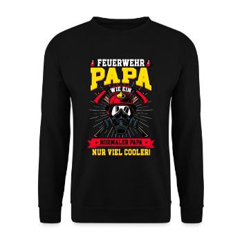 Feuerwehr Papa Feuerwehrmann - Unisex Pullover - Schwarz - Vorne - Alina (178cm) & Michal (187cm)