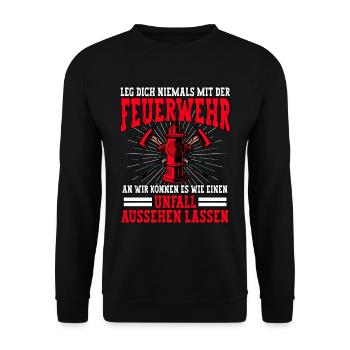 Feuerwehr Feuerwehrmann - Unisex Pullover - Schwarz - Vorne - Alina (178cm) & Michal (187cm)