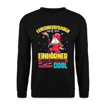 Feuerwehrfrauen Feuerwehrfrau - Unisex Pullover - Schwarz - Vorne - Alina (178cm) & Michal (187cm)