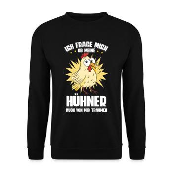 Huhn Hühner - Unisex Pullover - Schwarz - Vorne - Alina (178cm) & Michal (187cm)