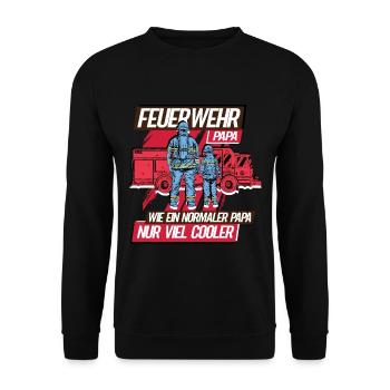 Feuerwehr Papa Feuerwehrmann - Unisex Pullover - Schwarz - Vorne - Alina (178cm) & Michal (187cm)
