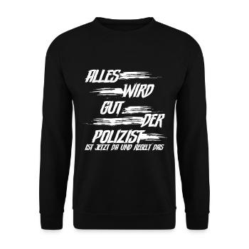Polizist Polizei - Unisex Pullover - Schwarz - Vorne - Alina (178cm) & Michal (187cm)