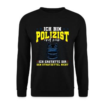 Ich Bin Polizist Polizei - Unisex Pullover - Schwarz - Vorne - Alina (178cm) & Michal (187cm)