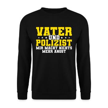 Polizist Polizei Papa - Unisex Pullover - Schwarz - Vorne - Alina (178cm) & Michal (187cm)