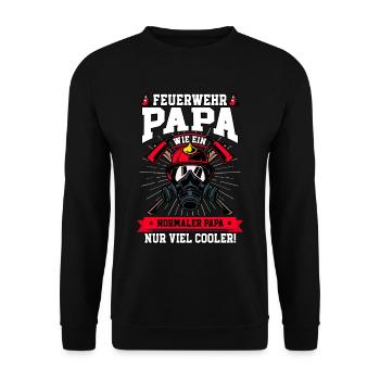 Feuerwehr Papa Feuerwehrmann - Unisex Pullover - Schwarz - Vorne - Alina (178cm) & Michal (187cm)