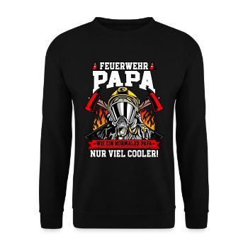 Feuerwehr Papa Feuerwehrmann - Unisex Pullover - Schwarz - Vorne - Alina (178cm) & Michal (187cm)