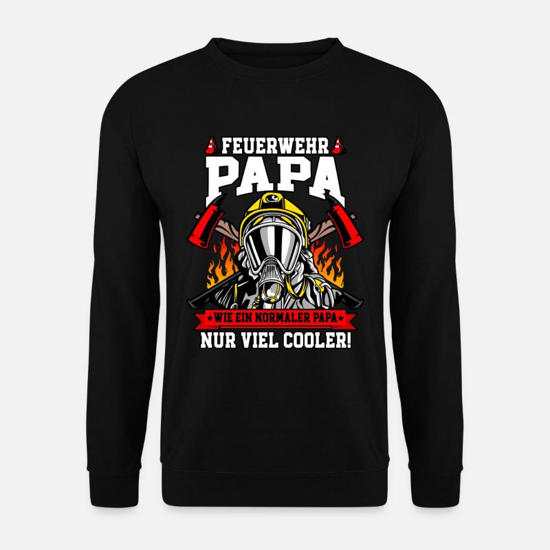 Feuerwehr Papa Feuerwehrmann - Unisex Pullover - Schwarz