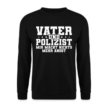 Polizist Polizei Papa - Unisex Pullover - Schwarz - Vorne - Alina (178cm) & Michal (187cm)