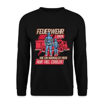 Feuerwehr Papa Feuerwehrmann - Unisex Pullover - Schwarz - Vorne - Alina (178cm) & Michal (187cm)