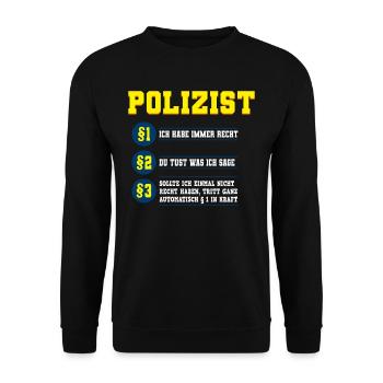 Polizist Polizei - Unisex Pullover - Schwarz - Vorne - Alina (178cm) & Michal (187cm)