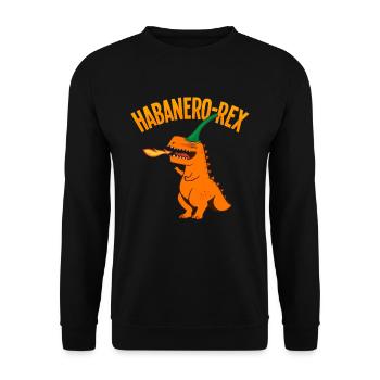 Habanero rote Paprika Dinosaurier Design - Unisex Pullover - Schwarz - Vorne - Alina (178cm) & Michal (187cm)