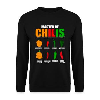 Master of Chilis Habanero-Chili-Liebhaber - Unisex Pullover - Schwarz - Vorne - Alina (178cm) & Michal (187cm)
