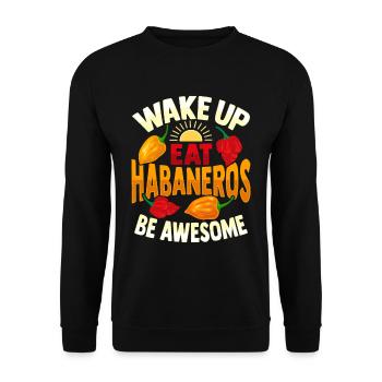 Habanero rote Paprika Scoville Chili-Liebhaber - Unisex Pullover - Schwarz - Vorne - Alina (178cm) & Michal (187cm)