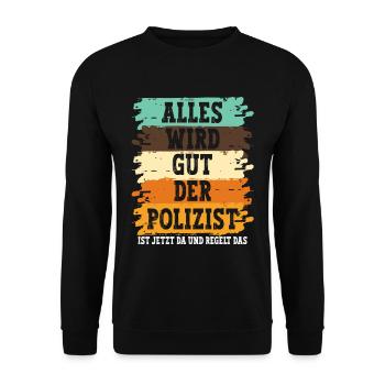 Polizist Polizei - Unisex Pullover - Schwarz - Vorne - Alina (178cm) & Michal (187cm)