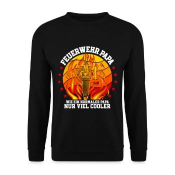 Feuerwehr Papa Feuerwehrmann - Unisex Pullover - Schwarz - Vorne - Alina (178cm) & Michal (187cm)