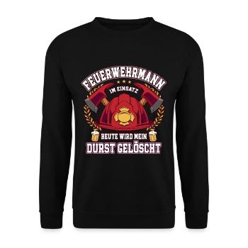 Feuerwehrmann Im Einsatz Feuerwehr - Unisex Pullover - Schwarz - Vorne - Alina (178cm) & Michal (187cm)