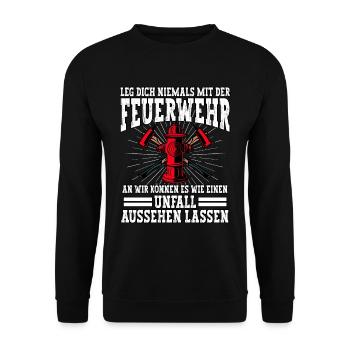 Feuerwehr Feuerwehrmann - Unisex Pullover - Schwarz - Vorne - Alina (178cm) & Michal (187cm)