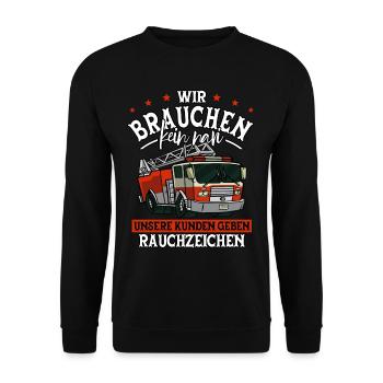 Feuerwehr Feuerwehrmann - Unisex Pullover - Schwarz - Vorne - Alina (178cm) & Michal (187cm)