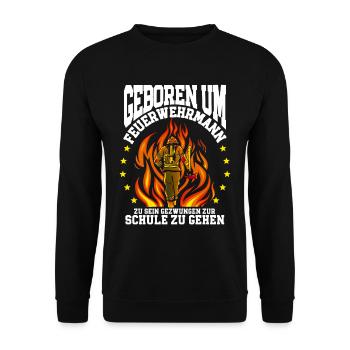 Feuerwehr Feuerwehrmann - Unisex Pullover - Schwarz - Vorne - Alina (178cm) & Michal (187cm)