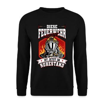 Feuerwehr Feuerwehrmann Rente - Unisex Pullover - Schwarz - Vorne - Alina (178cm) & Michal (187cm)