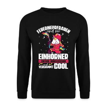 Feuerwehrfrauen Feuerwehrfrau - Unisex Pullover - Schwarz - Vorne - Alina (178cm) & Michal (187cm)