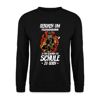 Feuerwehr Feuerwehrmann - Unisex Pullover - Schwarz - Vorne - Alina (178cm) & Michal (187cm)