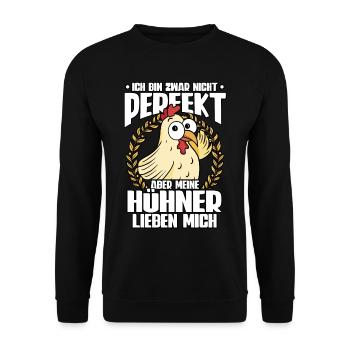 Huhn Hühner - Unisex Pullover - Schwarz - Vorne - Alina (178cm) & Michal (187cm)