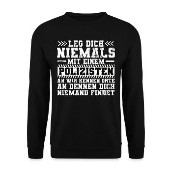 Polizist Polizei - Unisex Pullover - Schwarz - Vorne - Alina (178cm) & Michal (187cm)