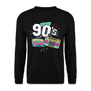 90s 90s - Unisex Sweatshirt - black - Front - Alina (178cm) & Michal (187cm)