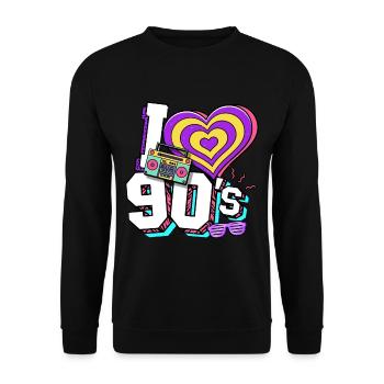 Années 90 J’aime années 90 - Sweat-shirt Unisexe - noir - Devant - Alina (178cm) & Michal (187cm)
