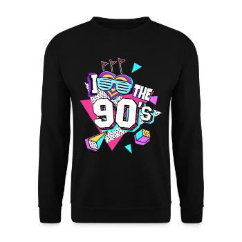 Les années 90 J’aime les années 90 - Sweat-shirt Unisexe - noir - Devant - Alina (178cm) & Michal (187cm)