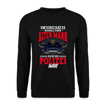 Polizist Polizei Rente Pension - Unisex Pullover - Schwarz - Vorne - Alina (178cm) & Michal (187cm)