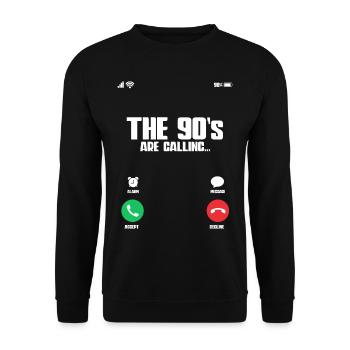 The 90s Are Calling 90er Jahre - Unisex Sweatshirt - black - Front - Alina (178cm) & Michal (187cm)