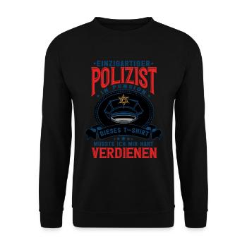 Polizist Polizei Rente Pension - Unisex Pullover - Schwarz - Vorne - Alina (178cm) & Michal (187cm)