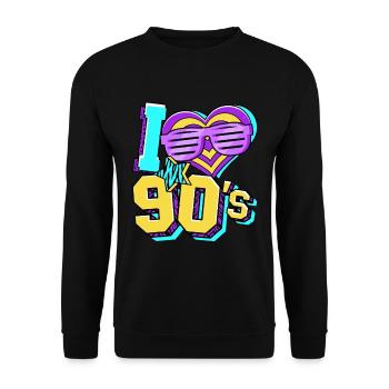Années 90 J’aime années 90 - Sweat-shirt Unisexe - noir - Devant - Alina (178cm) & Michal (187cm)