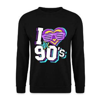 Années 90 J’aime années 90 - Sweat-shirt Unisexe - noir - Devant - Alina (178cm) & Michal (187cm)