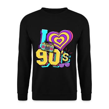 Années 90 J’aime années 90 - Sweat-shirt Unisexe - noir - Devant - Alina (178cm) & Michal (187cm)